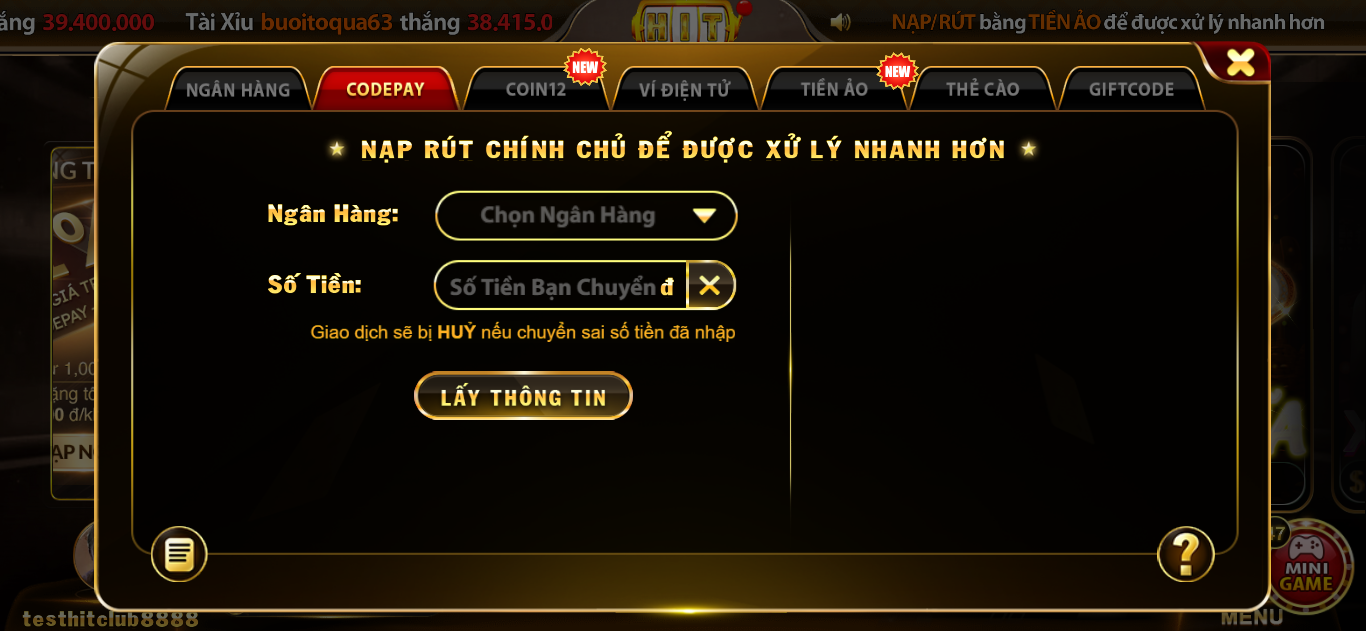 Đa dạng hình thức nạp/rút tiền Xóc Đĩa